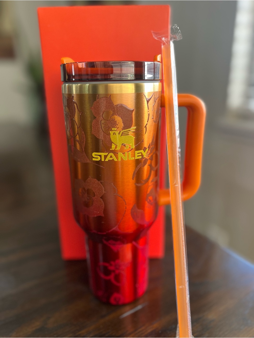 Stanley Orange Floral Karol G Stainless Tumbler with Handle